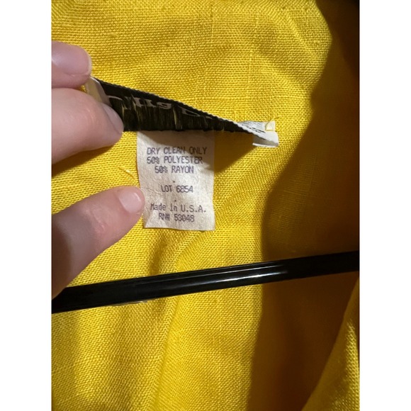 Ultra Dress New York Yellow Linen Blend Blazer Dress Sun Brooch Double Breasted - Picture 3 of 11